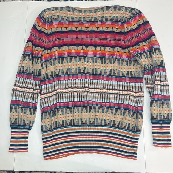 Women’s largeMulticolor Striped Cardigan Sweater lightweight knit Design History - Picture 7 of 7